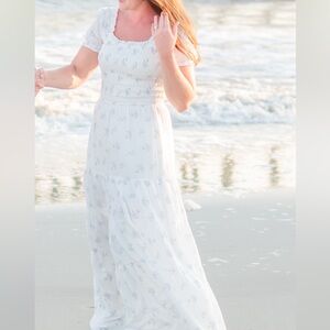 Storia White and Blue Floral Maxi Dress